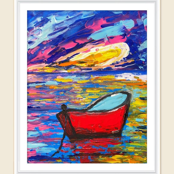 Handmade Acrylic Painting On Canvas Panel 8" X 10" Decor/Wall,Frame Not Included